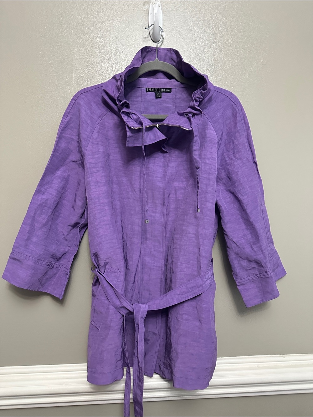 Lafayette 148 New York linen blend purple jacket Sz 12